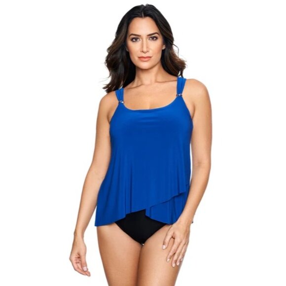 Miraclesuit Womens Blue Layered Tankini Swim Top With Adjustable Straps 8 NWT - Picture 5 of 5